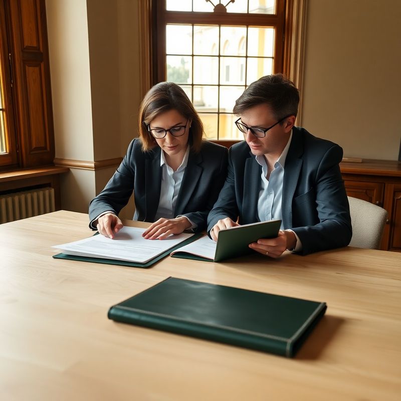 Doi consilieri analizând documente de planificare succesorală